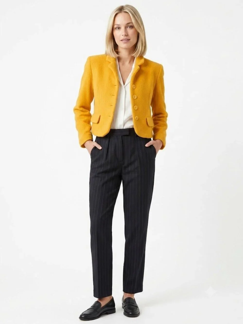 Express + Compagnie Internationale Fleece Cropped Blazer Marigold